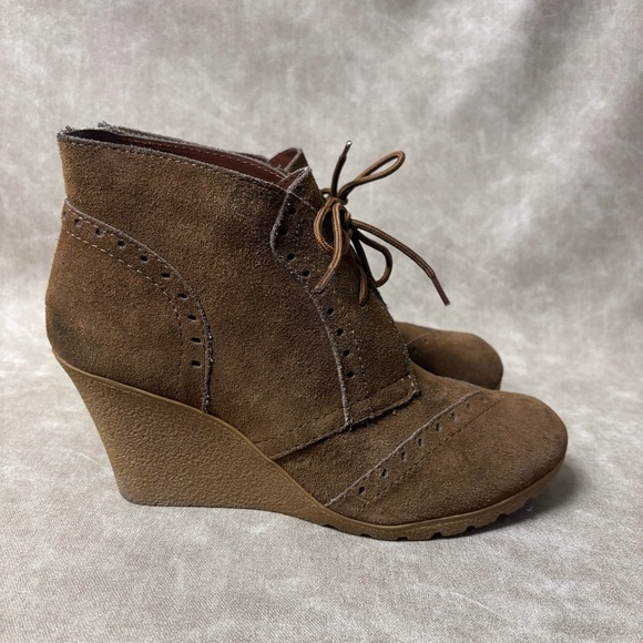 Mia Brown Suede Booties Raphaella Leather Lace-Up Boots Size 10 M - Picture 1 of 6
